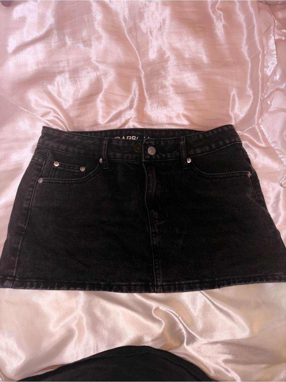 Carbon Black Denim Mini Skirt